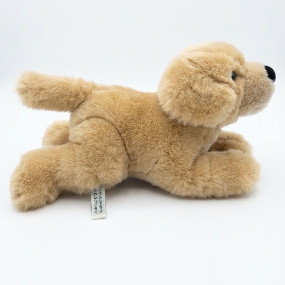 Steiff Lumpi Golden Retriever Puppy Dog Plush Lying Down Yellow Tag 076947
